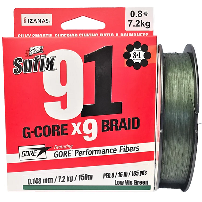 Шнур Sufix 91 G-Core X 9 Braid Green 150m