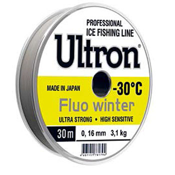 Леска Ultron Fluo Winter -30С 30м Fluoro 0,1мм 1,3кг.
