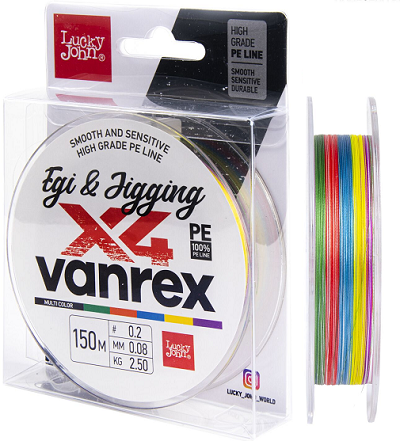 Шнур Lucky John Vanrex Egi & Jigging х4 Braid Multi Color 150m