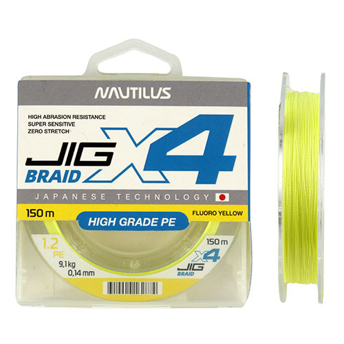 Шнур Nautilus X4 Jig Braid Fluoro Yellow 150m